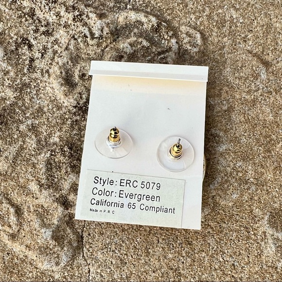 Amrita Singh Cleopatra Oval Studs - Evergreen - Picture 5 of 5